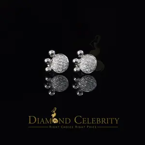 Diamond Celebrity’s Men’s 925Sterling White Silver Cluster Zig Zag Set Octagon Stud Hip Hop earrings