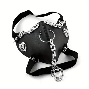 Punk Gothic Half Face Mask Cosplay Costume Masque With Chain