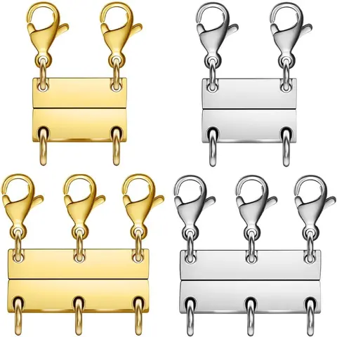 4pcs Durable Steel Magnetic Snap Clasps for Silver Beading & Jewelry Making - Secure Clasp, Quick On-Off, 2Golden 2Silver A (6mm-12mm) for Layered Necklaces, Bracelets, DIY Decor & Daily Wear