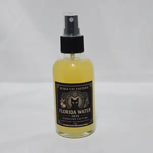Black Cat Esoteric Florida Water Cosmic Gold Edition Cleansing & Protection Ritual Spray Handcrafted with Essential Oils for Altar & Ritual Spaces