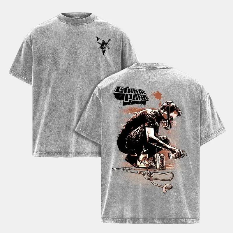 Chester Bennington Legacy Tee – Vintage Acid Wash Heavy Cotton Oversize Unisex Rock Band T-Shirt, Retro Y2K Nu Metal Streetwear Top, Linkin'n Parks Music Merch for Fans, 2000s Tour Collector Merch.