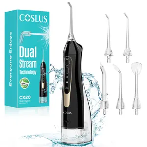 COSLUS CX20 All-New Upgraded Cordless Water Flosser For Teeth Cleaner : 300ML Portable Oral Irrigator With 5 Jet Tips, Multi-Modes , Rechargeable IPX7 Waterproof Teeth Cleaner, Professional Oral Plaque Tartar & Tonsil Stones Remover for Braces