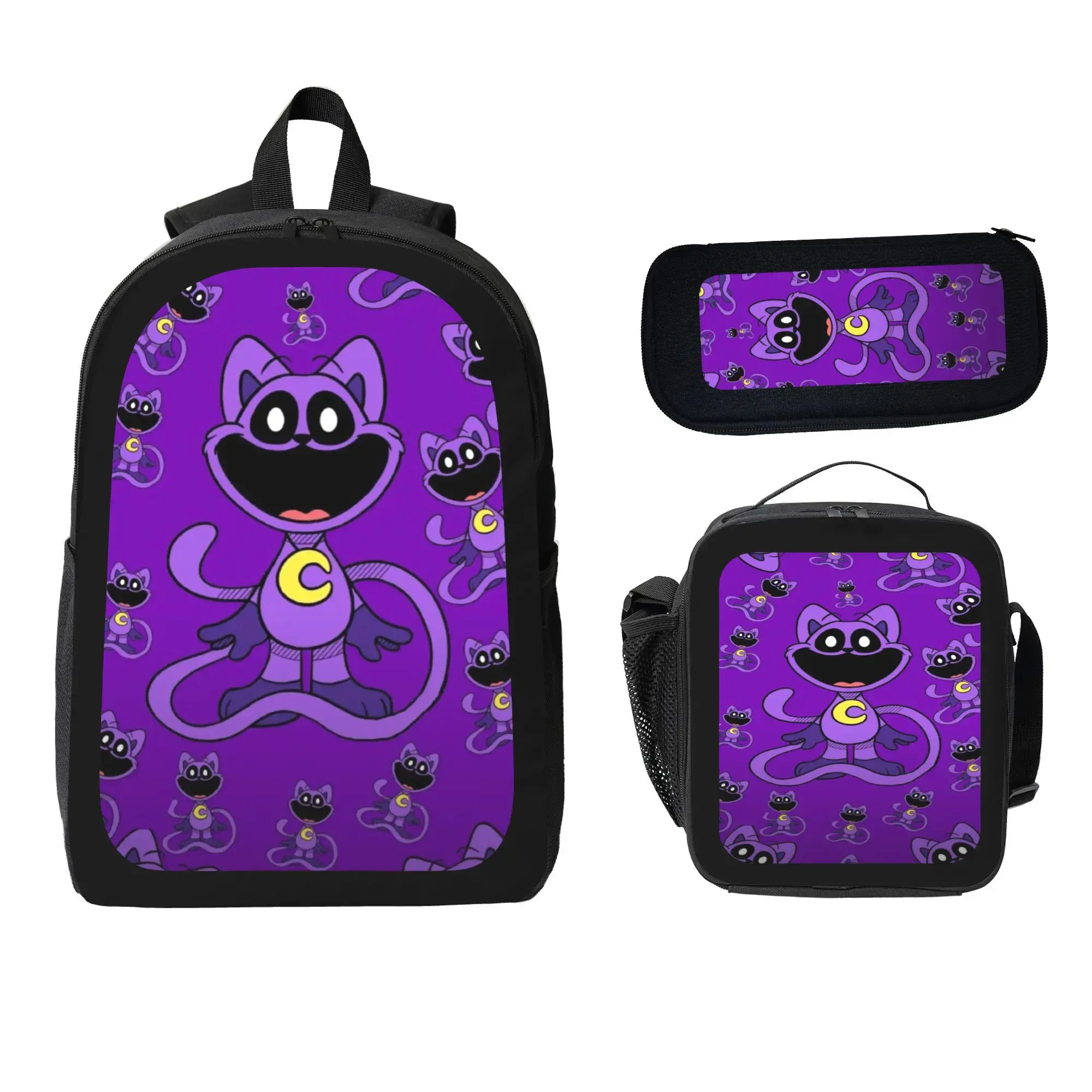 Smiling Critters Backpack With Lunch Box Pencil Case 3 In 1 For Boy Girl Teen Schoolbag Lightweight Large Capacity 600D Oxford Cloth Adjustable Straps Comfortable Mesh Back Cushioning backpack goals-A