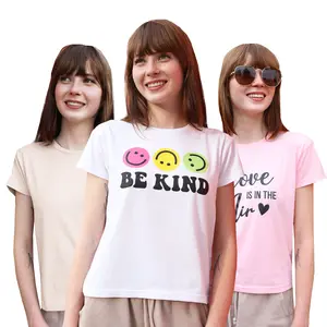 [3 Pack] Junior Girls Cute Cotton Graphic T Shirts Teen Tween Women's Casual Trendy Tee Tops