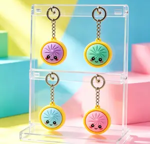 Cute 3D Dumpling Silicone Keychain - Soft Stress Relief Fidget Toy, Kawaii Food Shape Pendant, Trendy Bag Charm for Party Favors & Gifts