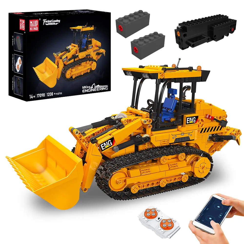 Mould King 17098 Crawler Tracked Loader Remote Control Truck Building Block Toy 1208Pieces