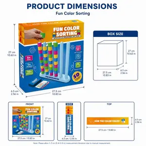 Fast-Paced STEM Color Sorting Stacking Puzzle Toy for Kids Ages 3-8, Color Stack Challenge Game, with 2 Stacking Trays, 50 Double-Sided Challenge Cards& 80 Rings, Educational Brain Teaser Matching Activity, Indoor Outdoor Party Play Gift for Boys Girls