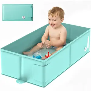 Baby Bathtub, Bath Essentials for Boys Girls, Collapsible & Portable Bathtub for 6M-3Y Infant Toddler, Baby Shower Gifts & Registry Search, Beach Vacation Travel Essential for Newborn, Toddler, Kids