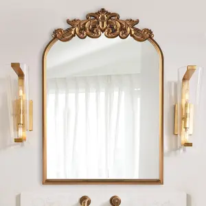 Ornate  Mirror, Arched Baroque Antique Mirorrs for Living Room Hallway Fireplace Bathroom Entryway 19"X27"