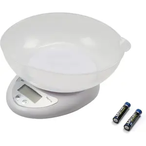 Electronic Digital Grams Scale, 5kg x 1g Kitchen Portable Precision Weighing Scale, LCD Digital Commercial Food Produce Scales with Batteries, Baking Cooking Weighing Scale with Bowl