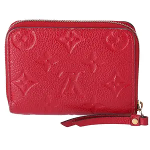 Pre-owned Louis Vuitton Leather Small Leather Goods Wallet Red Solid M60552 Zippy Coin Monogram Empreinte Red