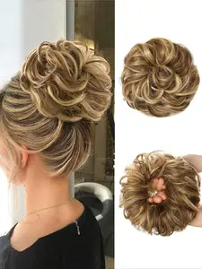 Messy Bun Hair Pieces Hair Extensions Wavy Curly Scrunchies Synthetic Chignon Hair Extensions Thick Updo Hairpieces for  Daily Wear and Cosplay Parties, Party Hairstyles, Natural Look Bun , Durable Hair Bun Water Wave Curly