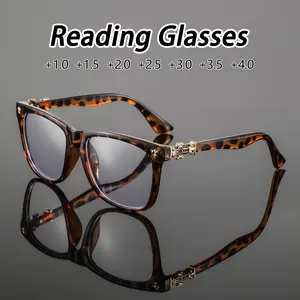 Men's Plastic Square Reading Glasses, Leopard Pattern Eyeglasses, Vintage Luxurious Natural Artistic Style, Versatile Fashion Eyewear for Daily Home Commute