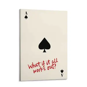 Trendy Ace of Spades Wall Art Print What If It All Works Out Canvas Painting for Living Room Bedroom Dorm Decor
