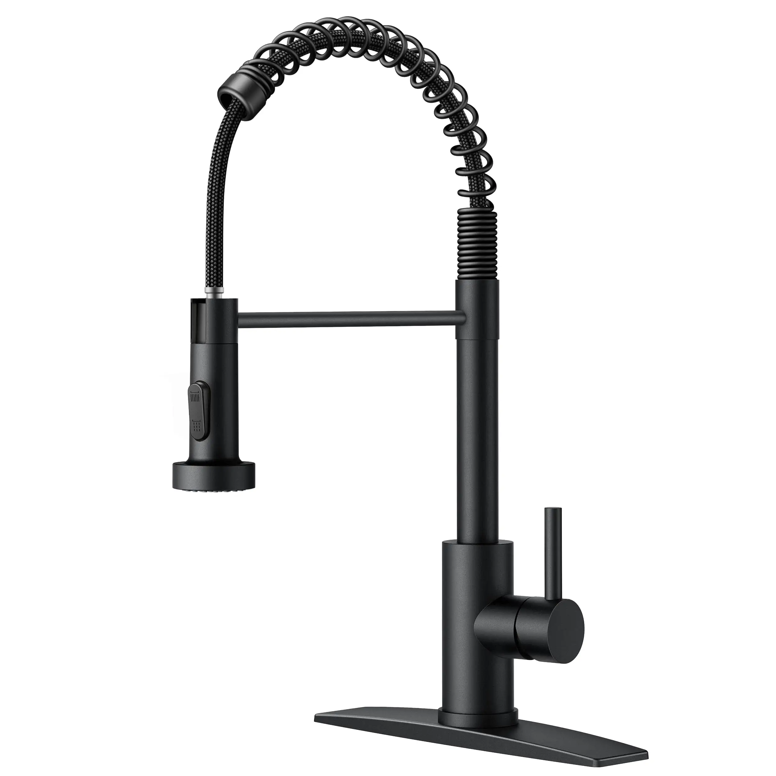 FORIOUS Black Kitchen Faucet with Pull Down Sprayer，High Pressure Single Handle Adjustable Rotated Sink，Basin Faucet Accessory with Supply Pipes