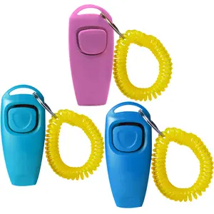 2-in-1 Dog Training Clicker Whistle for Training and Recall, Pet Training Accessories for Puppy, Cats, Horses & Small Animals - 3 Pack with Wrist Strap, Reward and Train Your Pets Efficiently