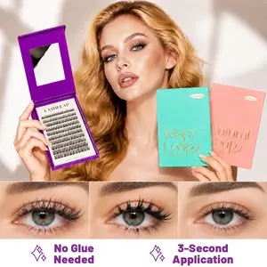 LashLeap Pre-Glued Lash Clusters, No Glue Press On Lashes, Self Adhesive DIY Eyelash Extensions Kit with Tweezers (136 Pcs)