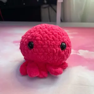 Crochet Odd Looking Pink Octopus Plushie Stuffed Animal Amigurumi Cute