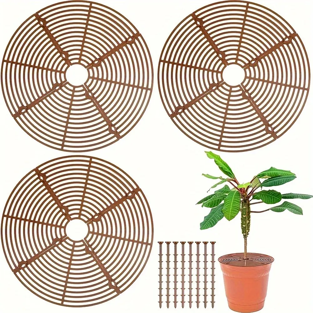 3 Pack Plant Pot Cover, Plant Protector with Center Cutout, Animal Plant Pot Grid, Flower Cover, Soil Protectors for Plants, Plant Supports