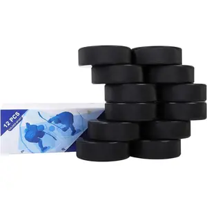 Ice Hockey Pucks, 12pcs, Official Regulation, for Practicing and Classic Training, Diameter 3", Thickness 1", 6oz, Black