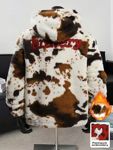 Unisex Cowhide Fleece Hoodie, Fashion Streetwear Hip Hop Casual Wear, Cartoon Graphic Pattern Loose Fit, Fall & Winter Moderate Fabric