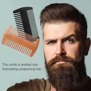 2Pack Wooden Beard Mustache Hair Grooming styling Comb Dual Action Anti-Static Hypoallergenic Natural wood Travel Pocket