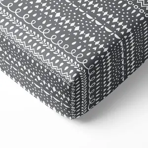 Bacati Owls in the Woods 100% Cotton Percale Fitted Crib Sheet – Scribbles – Grey