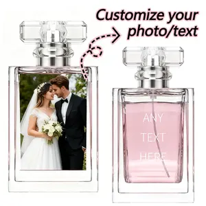 Customized photo perfume glass bottle, wedding bridesmaid proposal gift, customized cologne bottle with pattern, men's and women's anniversary Christmas gift, 1 pack