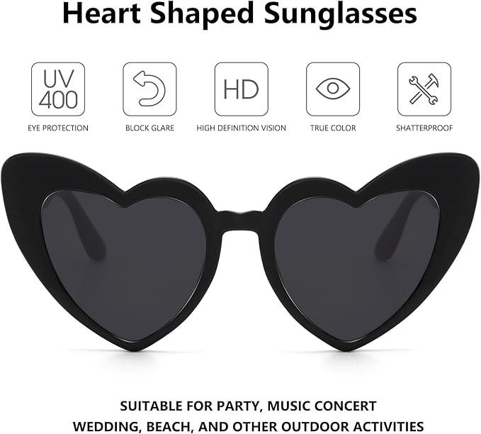 Trendy Heart-Shaped Sunglasses – Retro Fashion Shades for Women & Girls | Cute Oversized UV Protection Glasses in Black, Red & White | Statement Accessory for Festivals, Beach & Daily Wear