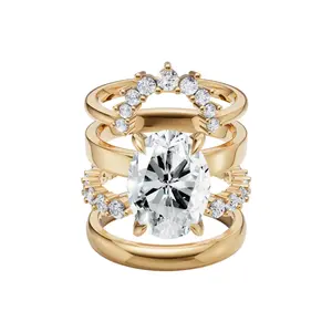 Oval Ture Love Bridal Adjustable Ring Set