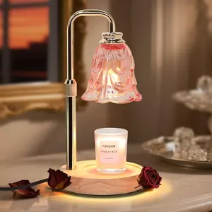 Electric Candle Warmer Lamp with Timer Dimmable Adjustable Height Wax Warmer for Jar Candles with 2 Bulbs for Home Decor & Office