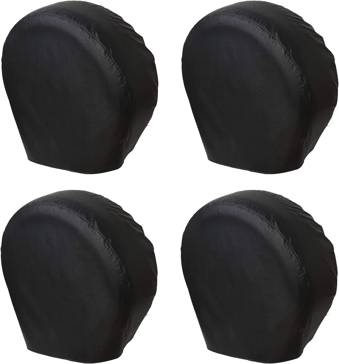RV Tire Covers (Set of 4) - Heavy-Duty Waterproof Wheel Protectors, Easy to Install and Remove, Elasticized Back Hem, EVA Secure Fit, UV-Resistant All-Weather Aftermarket Truck Accessories (Black)