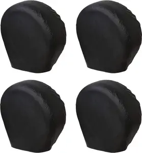 RV Tire Covers Set of 4, Heavy Duty Waterproof Wheel Protectors for Trailer, Camper, Motorhome, Truck & SUV, All-Weather UV Resistant Tire Covers (Black)