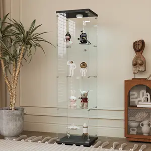 Tempered Glass Display Cabinet,Wine Cabinet,storage Cabinet,File Cabinet,with Battery-powered paipai light,Adjustable Floor Feet,Suitable for uneven ground,Can be placed anywhere