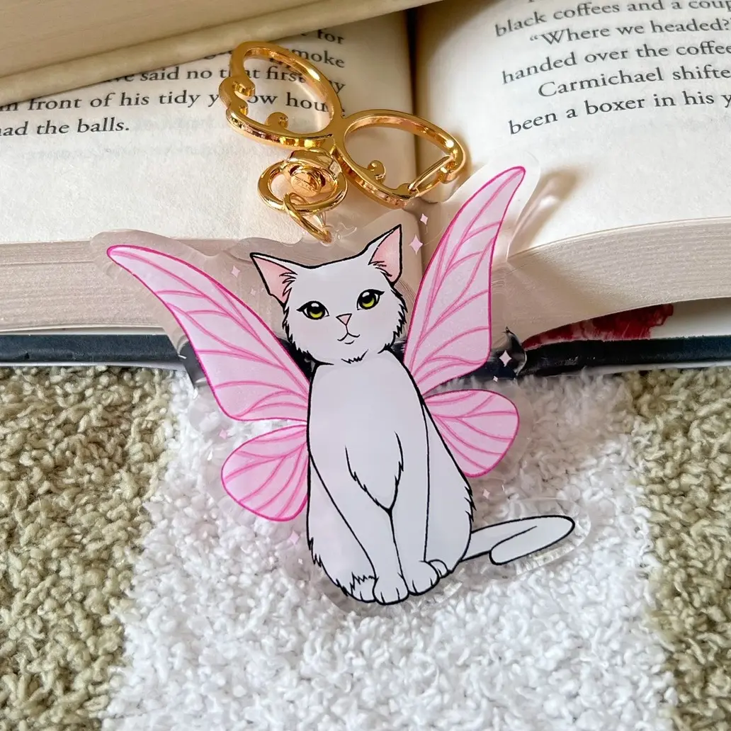 White Fairy Cat Keychain