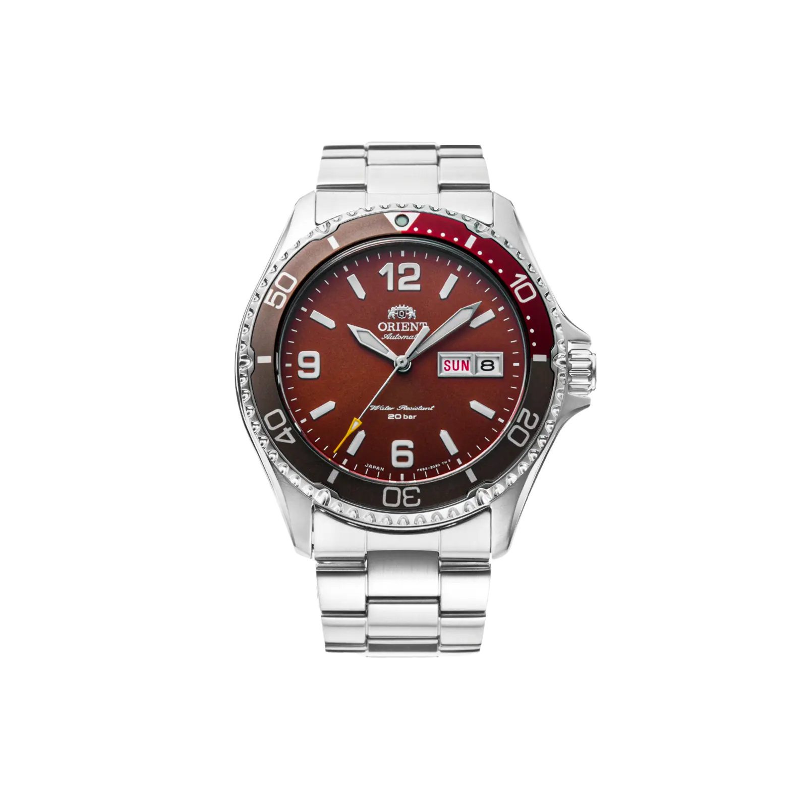 Orient Men's Automatic Watch RA-AA0820R39B, Diver Style Stainless Steel Wristwatch with Luminous Date, Clay Dial, Sapphire Crystal, 200m Water Resistance, Fully Automatic Watch, Luminous Date Wristwatch, Analog Watch