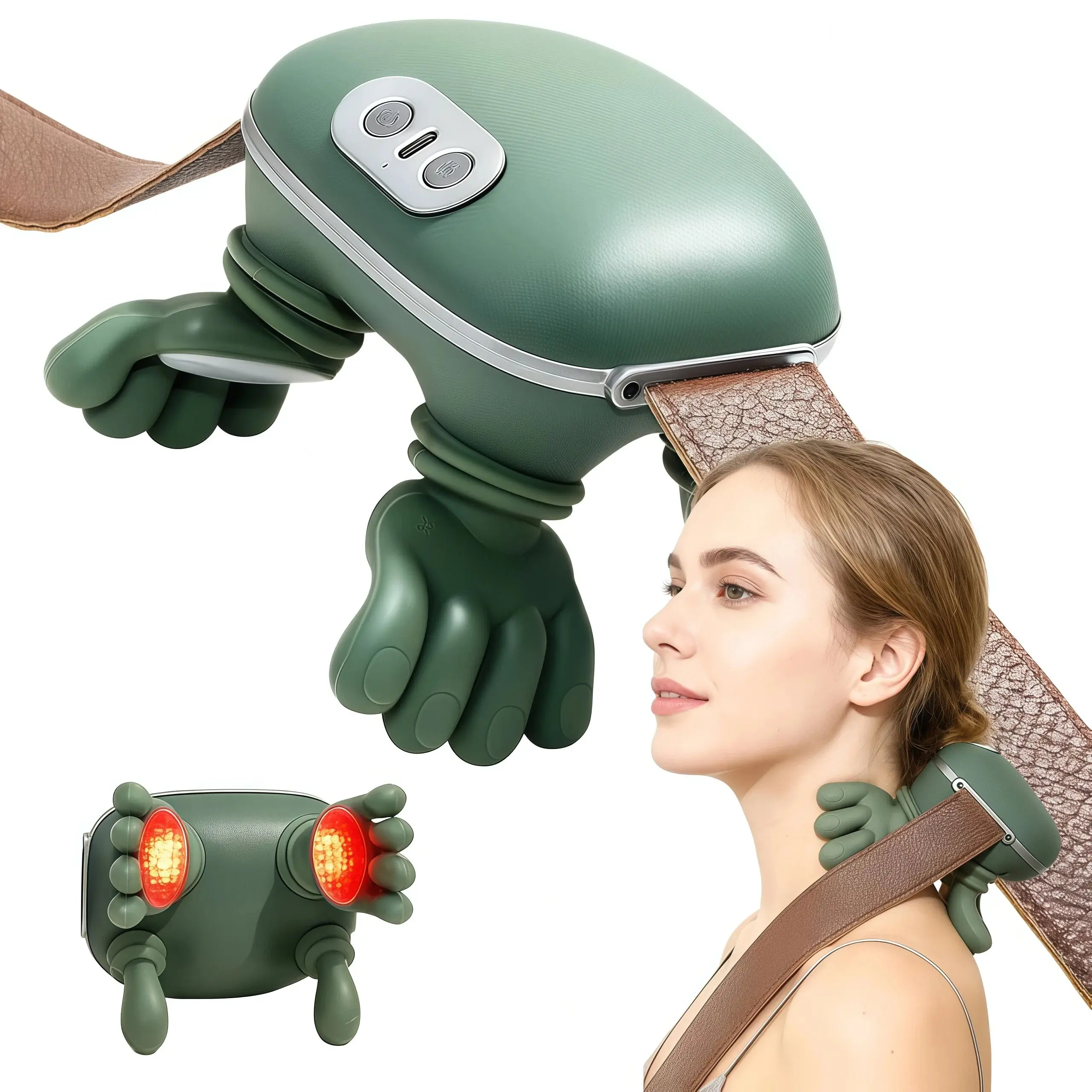 Japanese-Style Acupressure Kneading Electric Massager Portable Deep Tissue Massager for Back Neck Shoulders Lower Abdomen Compact Lightweight Office Use