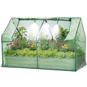 [NEW PRODUCT - FLASH SALE] Garvee 3-in-1 Raised Garden Bed Kit with Greenhouse Cover & Self-Watering – Galvanized Metal Planter Box, Irrigation & Insect Mesh, Outdoor Vegetable & Flower Box – Durable, Beige, 180x90x30cm