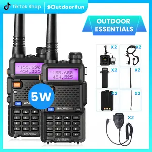 Baofeng UV-5R Long Range Walkie Talkie – Portable Two Way Radio for Adults, Handheld Ham Radio with USB Charging & Speaker Mic, Survival Gear for Outdoor, Hiking, Emergency (2024 Wireless Gadgets)