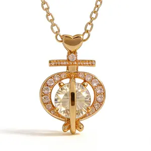 Edgy Romantic Snake Heart Pendant Necklace Rose Gold Plated Hypoallergenic with Cubic Zirconia & Green Gemstone 50cm Chain