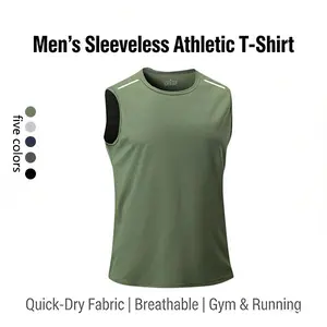Men’s multi-color tank top — outdoor quick-dry sleeveless shirt for summer workouts, running, and training; crew neck; polyester; black/white/dark blue/light gray/dark gray; sportswear