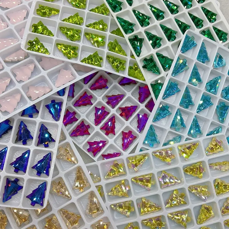 Christmas Tree K9 Crystal Flat Back Nail Art Diamond DIY Handmade Decoration Jewelry Making Sparkling Cloth Accessories