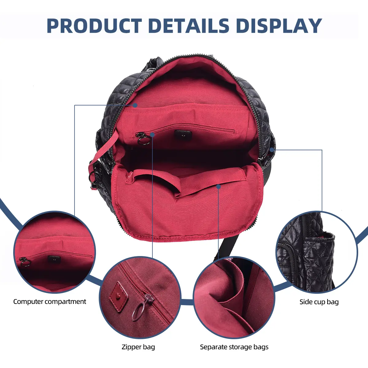 Nylon Travel Backpack Purse X Large Quilted Heart Shape HEARTLOVE the airline recognizes no-check large capacity  main image 4