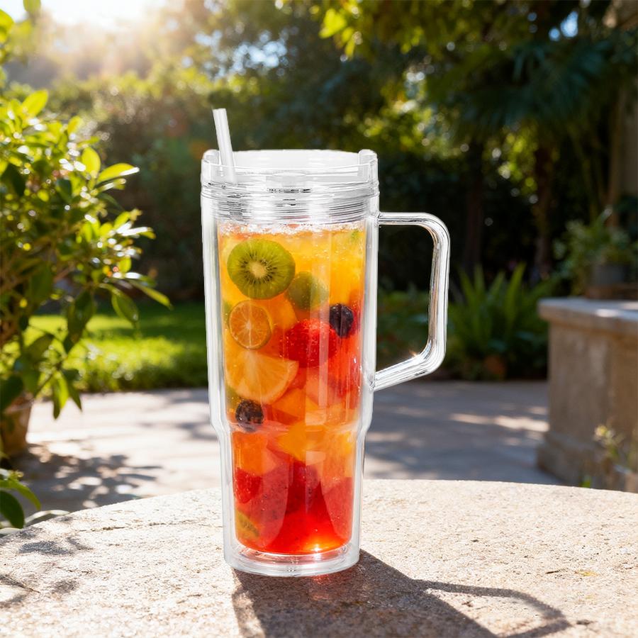 HILAKE 4pcs40oz water bottles, double-layer plastic cups with lids — pre-drilled anti-spill travel cups suitable for hot drinks and iced coffee; ideal for Christmas, Halloween, Easter, Thanksgiving, Valentine’s Day, and more; hand wash only; coffee travel