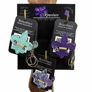 Rouvence Key Chain Fleur-de-lis - Reclaim Reuse Relove - Available in Purple,Teal or mixed - Eco-Friendly Keychain