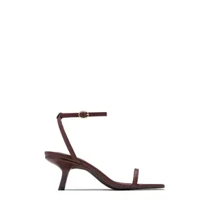 Karolay Ankle Strap Mid Heels - Brown