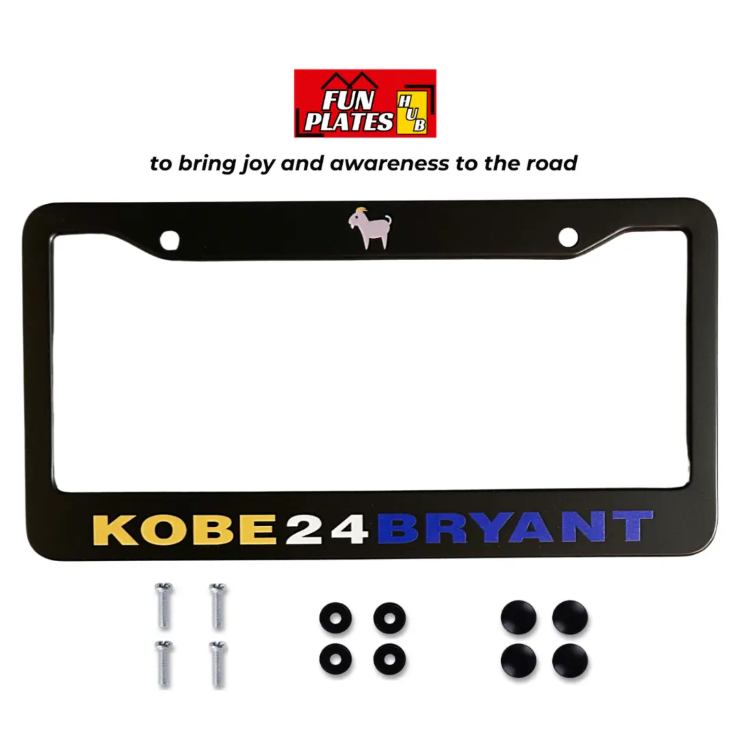 Fun Plates Hub Kobe 24 Bryant License Plate Frame with Fast Shipping Car Accessories Stainless Steel