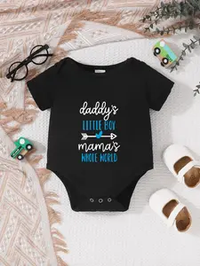 Newborn Baby Summer Short Sleeve Onesie Baby Clothing with Cute Letter Print, Soft Skin-Friendly Bodysuit for Boys and Girls, Adorable Gift for New Parents