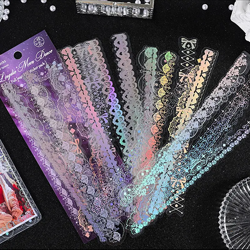 120 pcs radium radiation PET bronzing retro butterfly chain lace handbook sticker DIY decorative sticker with random tweezers (4 packs of 30 sheets each, with random tweezers)