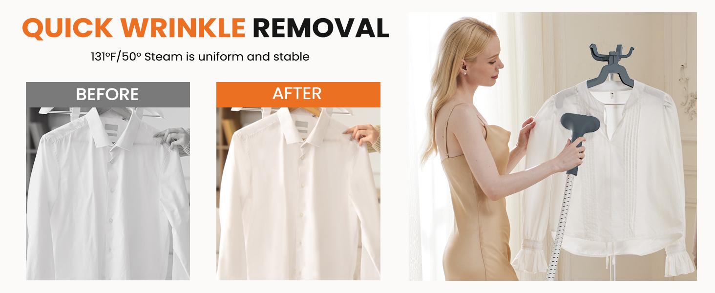 SweetFurniture Standing Garment Steamer with Roll Wheels, 1500W Powerful 1.7L Water Tank for 55 Minutes Continuous Steaming, Professional Wrinkle